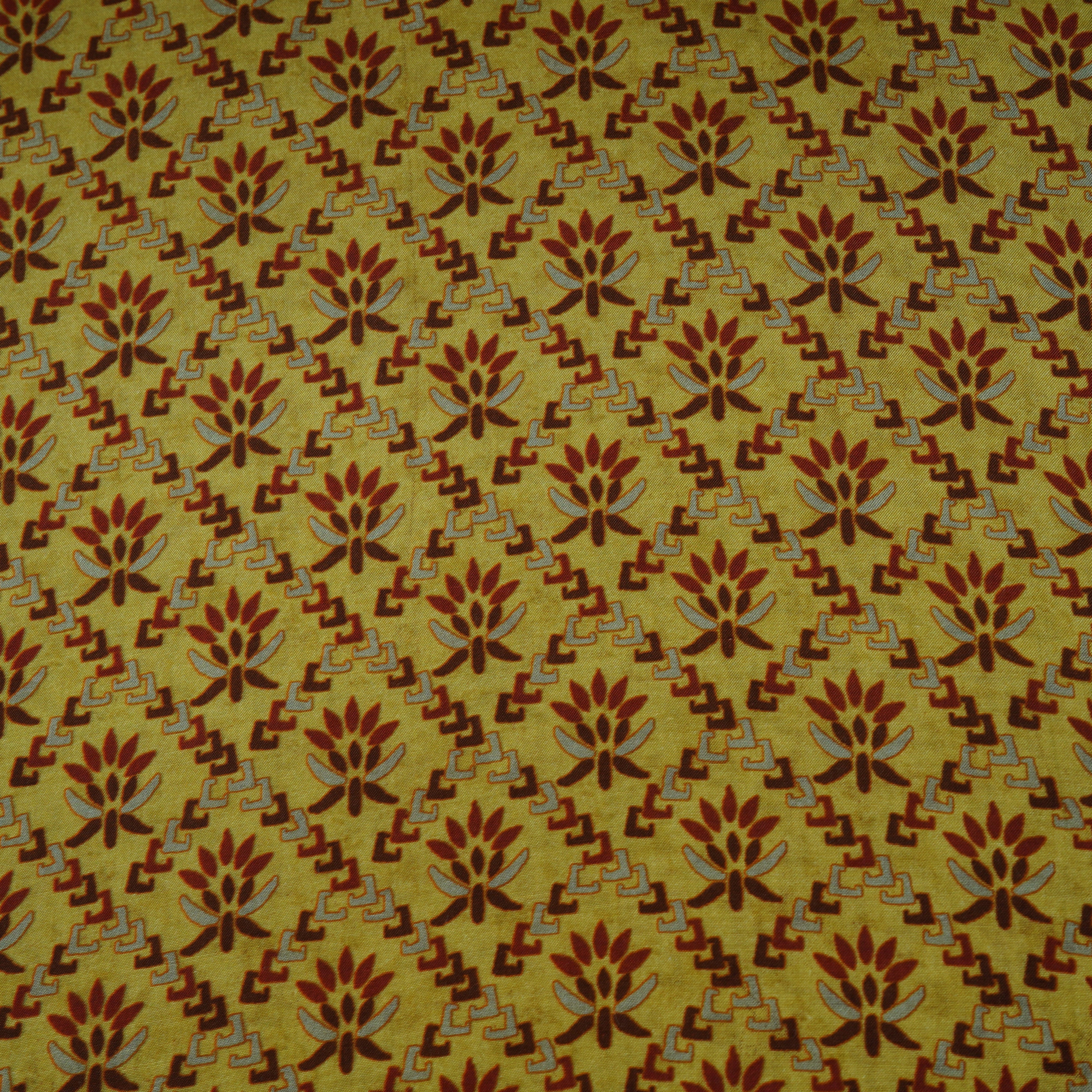 Mustard Yellow Floral Print Muslin Fabric MF-30190 - TradeUNO