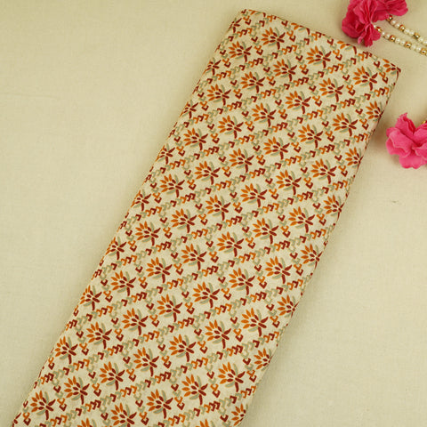Cream Floral Print Muslin Fabric MF-30188