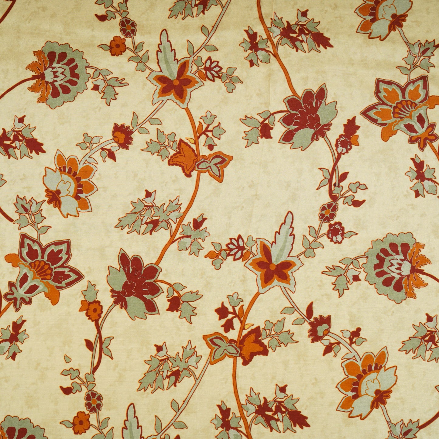 Cream Floral Print Muslin Fabric MF-30187