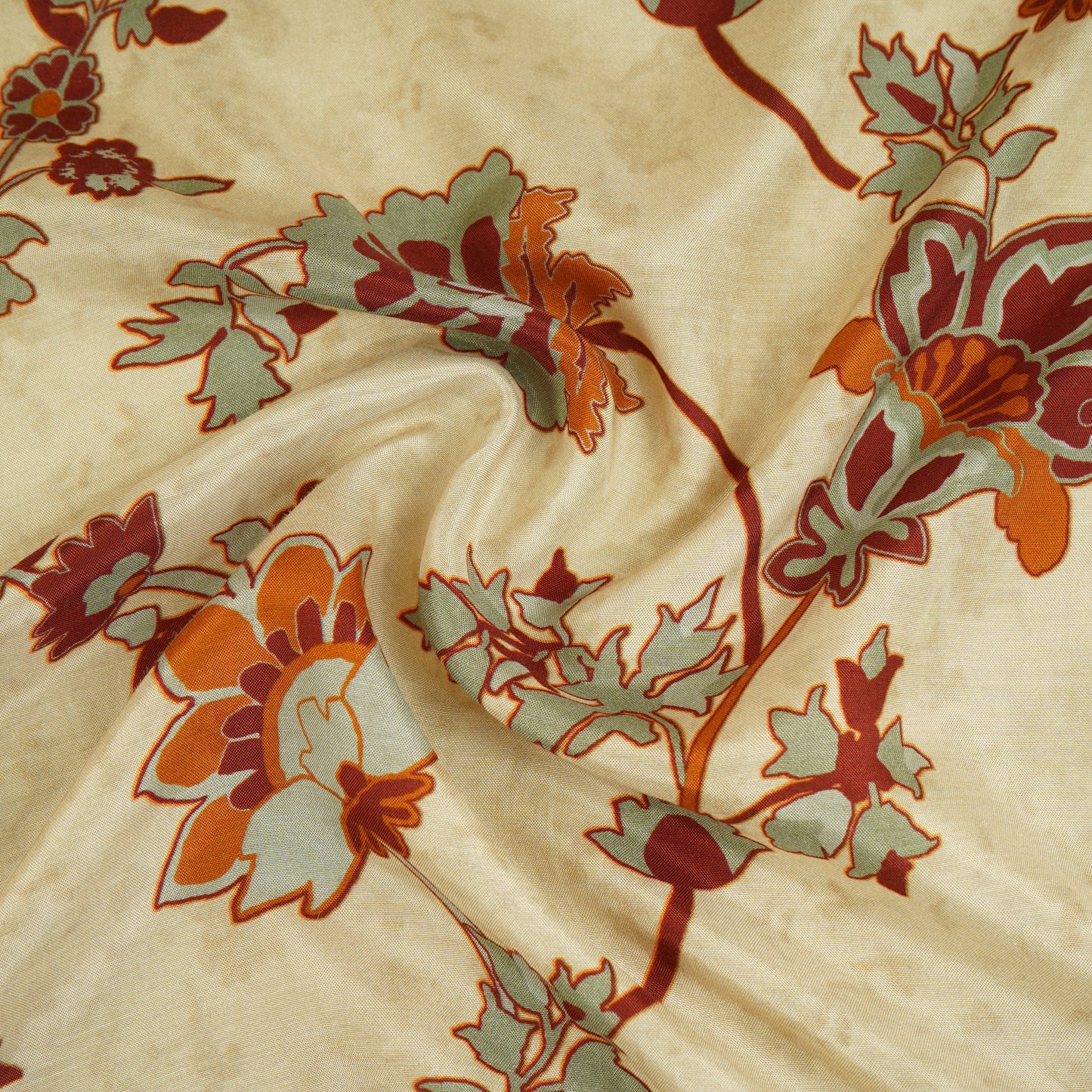 Cream Floral Print Muslin Fabric MF-30187