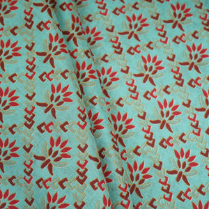 Light Grey Floral Print Muslin Fabric MF-30186 - TradeUNO
