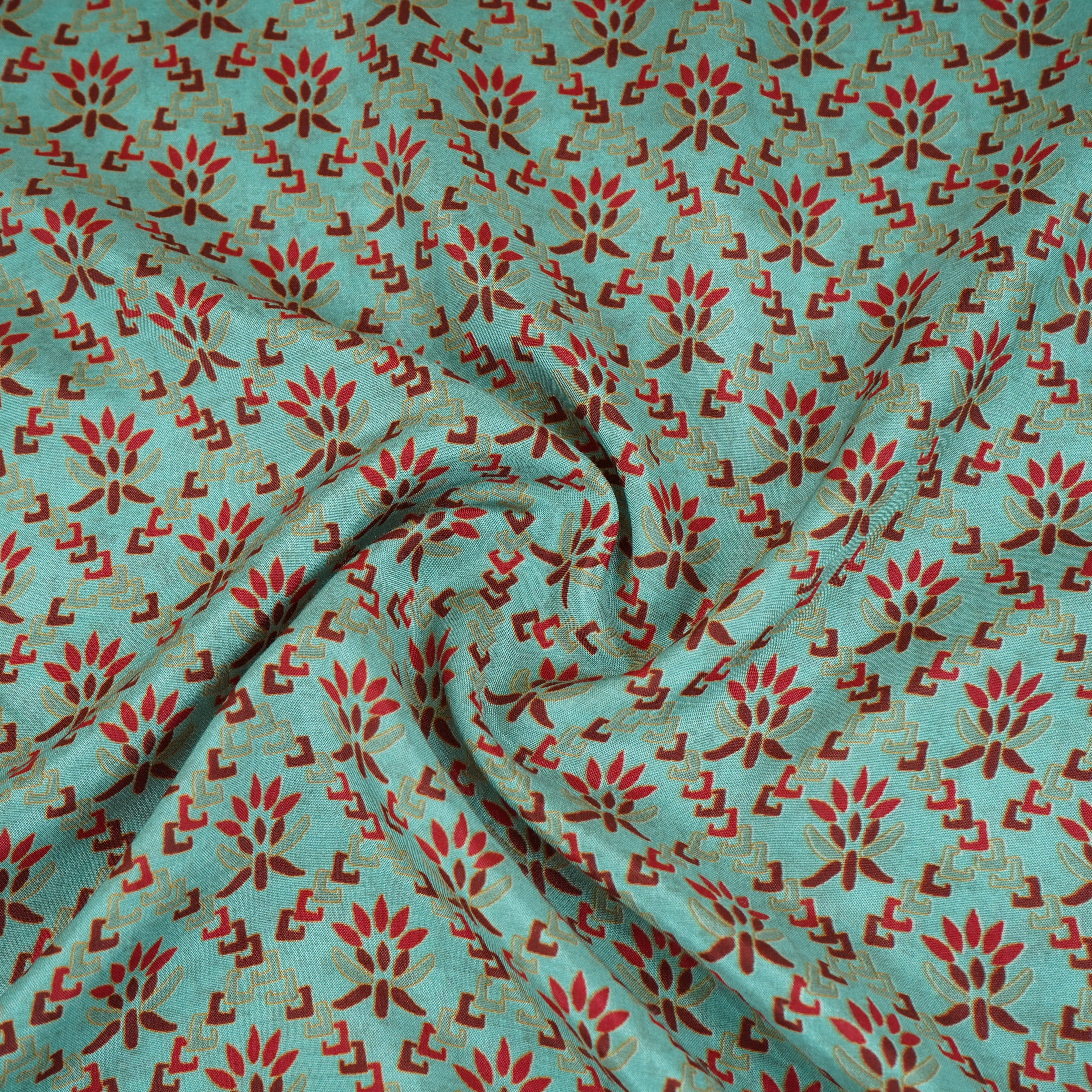 Light Grey Floral Print Muslin Fabric MF-30186 - TradeUNO