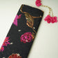 Black floral zari jacquard Pure Bemberg Crepe Fabric MTF-31810
