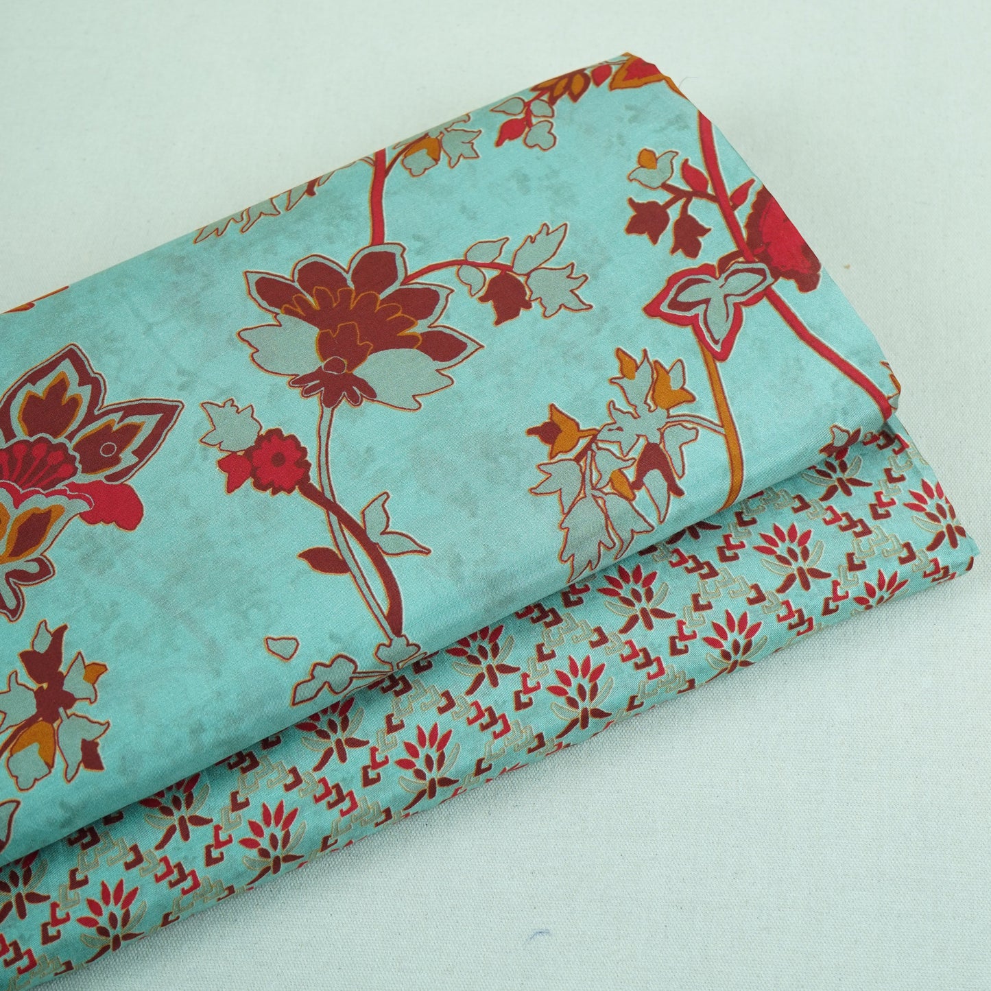 Light Grey Floral Print Muslin Fabric MF-30186