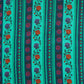 Green & Navy Blue Floral Stripes Print Muslin Fabric MF-30196 - TradeUNO