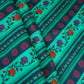 Green & Navy Blue Floral Stripes Print Muslin Fabric MF-30196 - TradeUNO