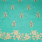 Teal Green floral Border embroidery Raw Silk Fabric VFS-31858