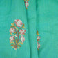 Teal Green floral Border embroidery Raw Silk Fabric VFS-31858