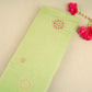Light Lime Green Floral Cutdana Embroidery Mul Chanderi Fabric SN-30096
