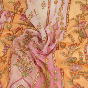 Magenta Pink with Multicolor Traditional embroidery Georgette Fabric NVC-31554 - TradeUNO