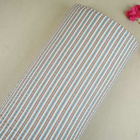 Blue with Grey Stripes Seer sucker Fabric RS-30205