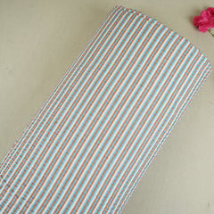 Blue with Brown Stripes Seer sucker cotton Fabric RS-30205