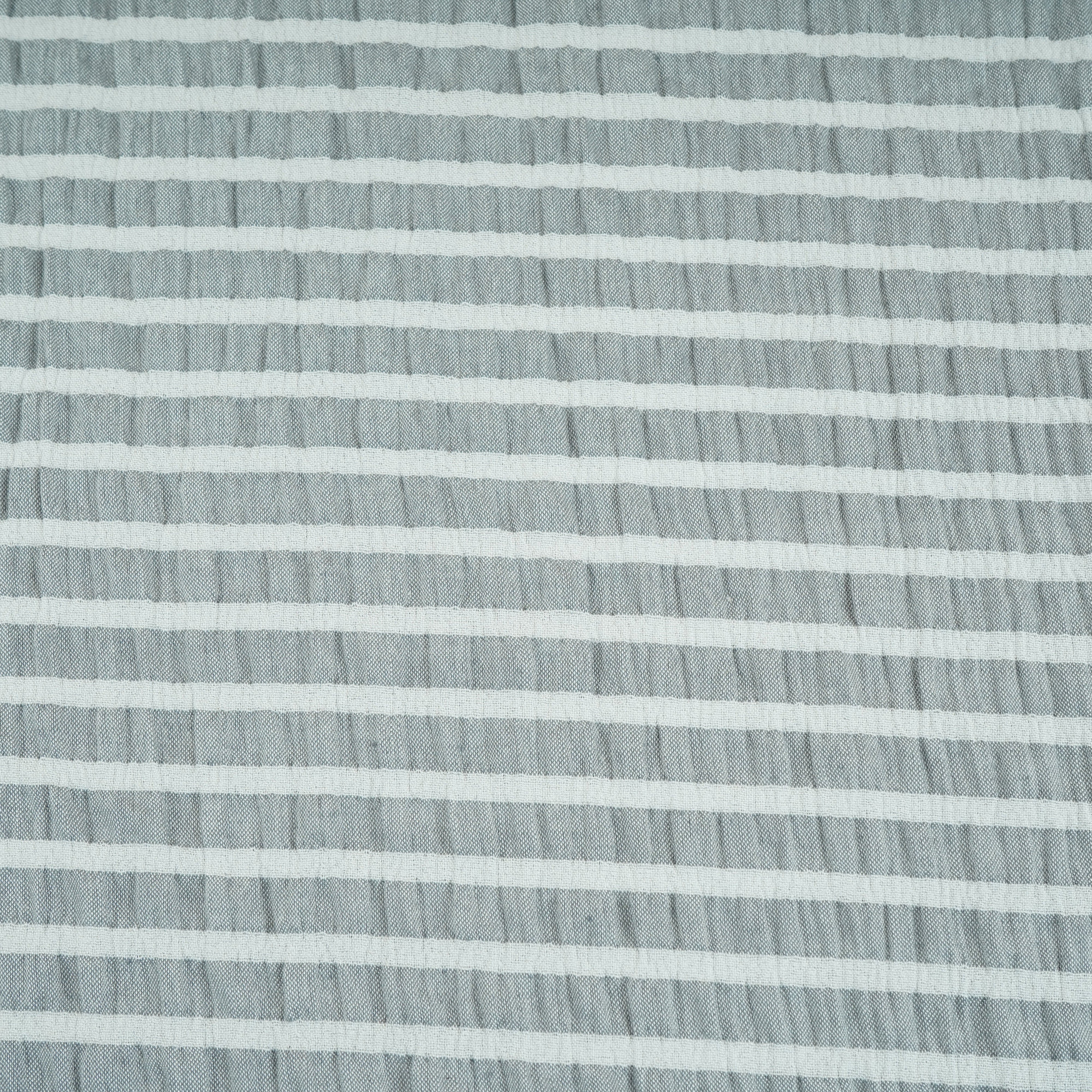 Grey with White Stripes Seer sucker Cotton Fabric RS-30204 - TradeUNO