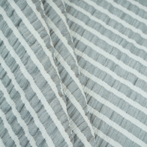 Grey with White Stripes Seer sucker Cotton Fabric RS-30204 - TradeUNO