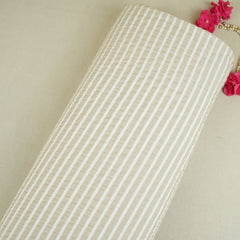 Peach with White Stripes Seer sucker Cotton Fabric RS-30202