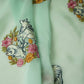 Mint Blue Pichwai embroidery Organza Fabric VFS-31538