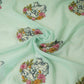 Mint Blue Pichwai embroidery Organza Fabric VFS-31538