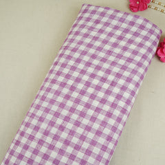 Magenta & White Check Linen Fabric RS-30242