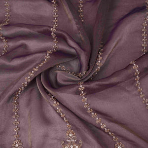 Purple Pearl Cutdana embroidery Kanjivaram Silk Fabric TFS-31787 - TradeUNO