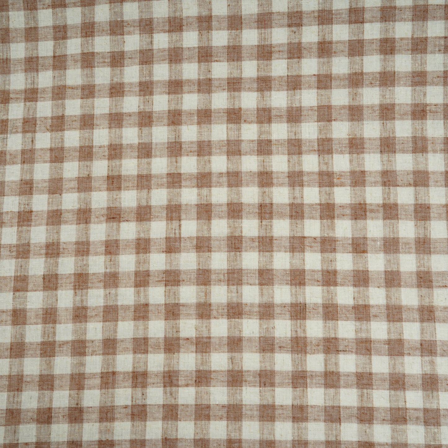 Brown & White Check Linen Fabric RS-30238