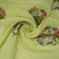 Lime Green Pichwai embroidery Organza Fabric VFS-31539