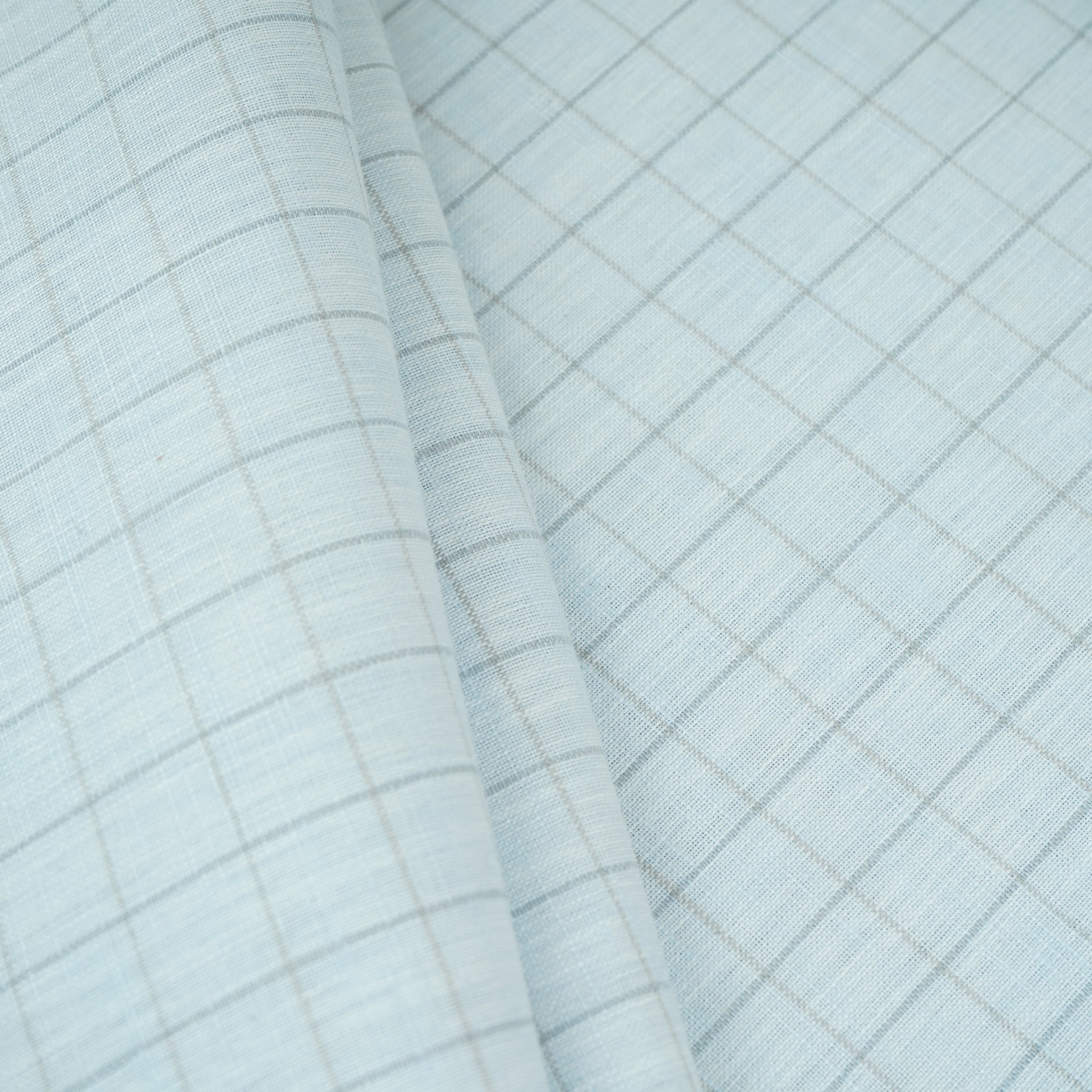 Blue Check Print Linen Fabric MFM-30129 - TradeUNO