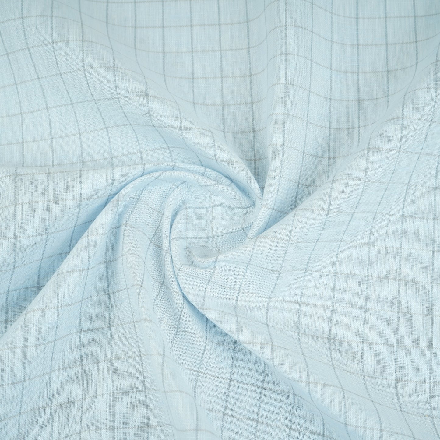 Blue Check Print Linen Fabric MFM-30129