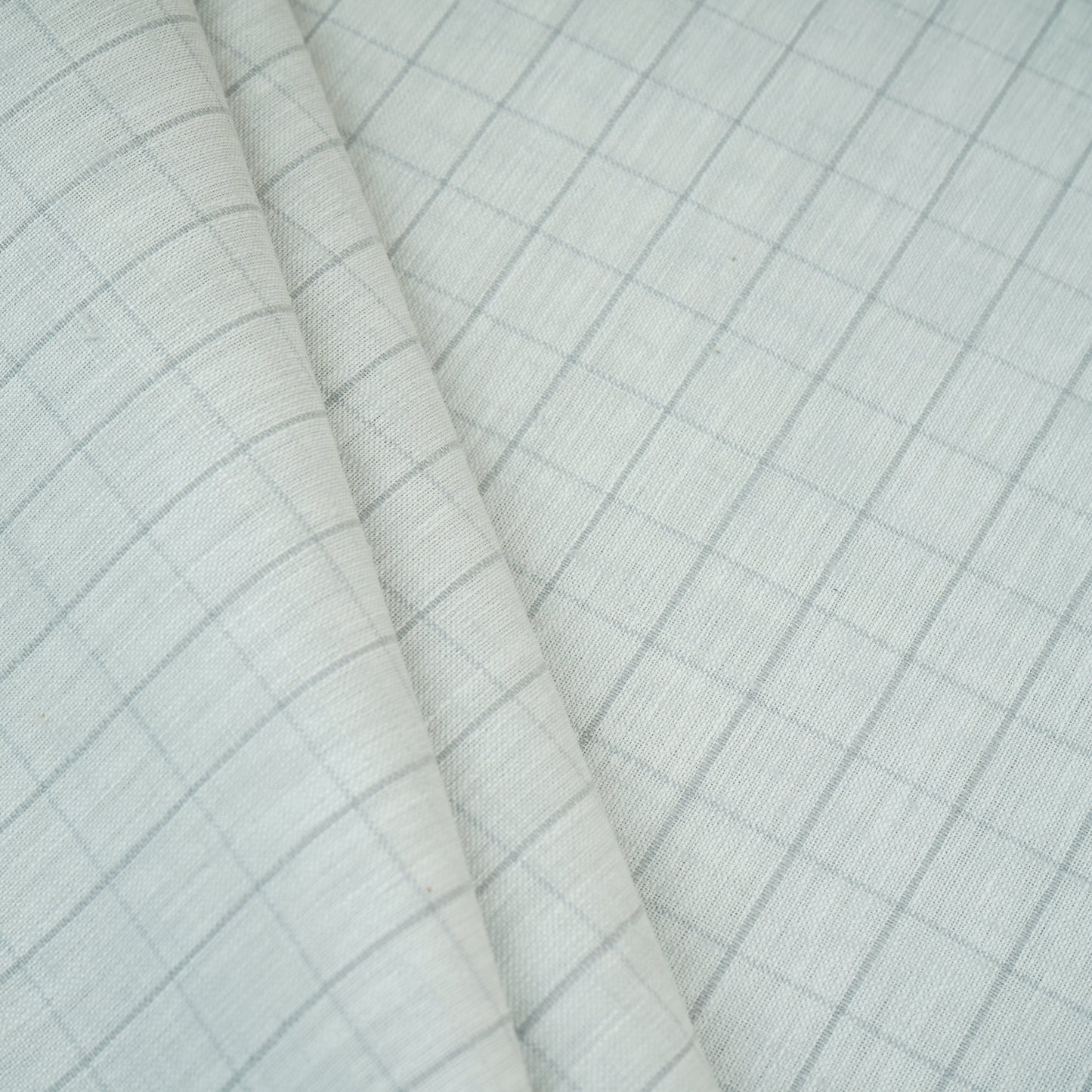 Grey Check Print Linen Fabric MFM-30127