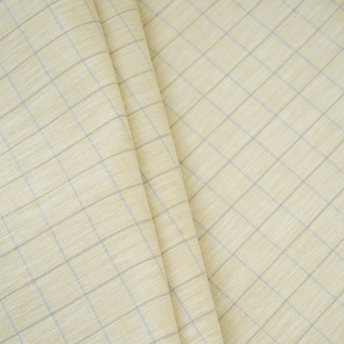 Beige Check Print Linen Fabric MFM-30130 - TradeUNO