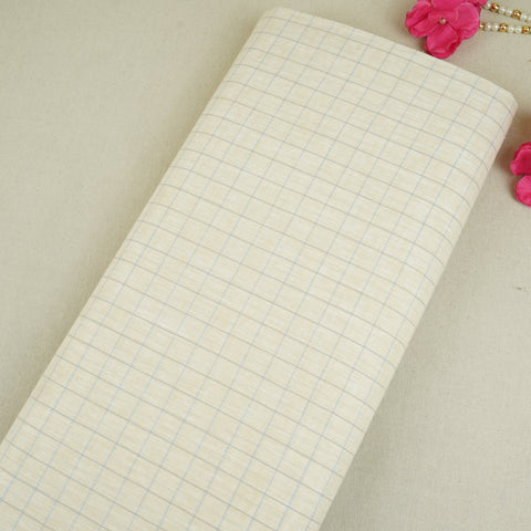 Beige Check Print Linen Fabric MFM-30130