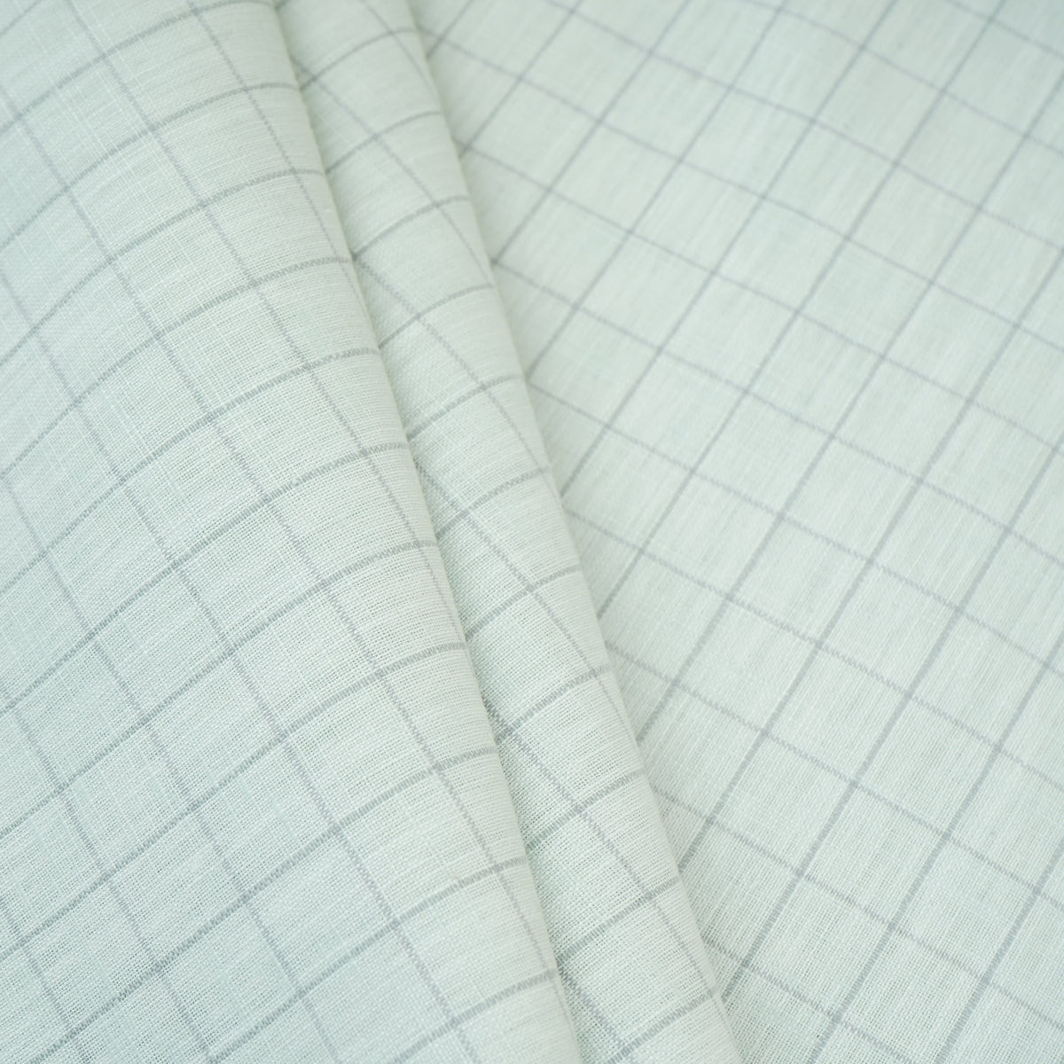 Light Grey Check Print Linen Fabric MFM-30128 - TradeUNO