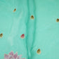 Aqua Blue Cutwork embroidery Crepe Fabric VFS-31652