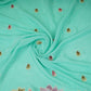Aqua Blue Cutwork embroidery Crepe Fabric VFS-31652