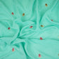 Aqua Blue Cutwork embroidery Crepe Fabric VFS-31652