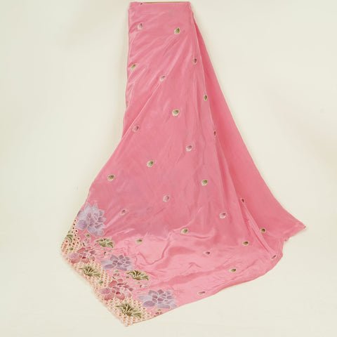 Pink Cutwork embroidery Crepe Fabric VFS-31651