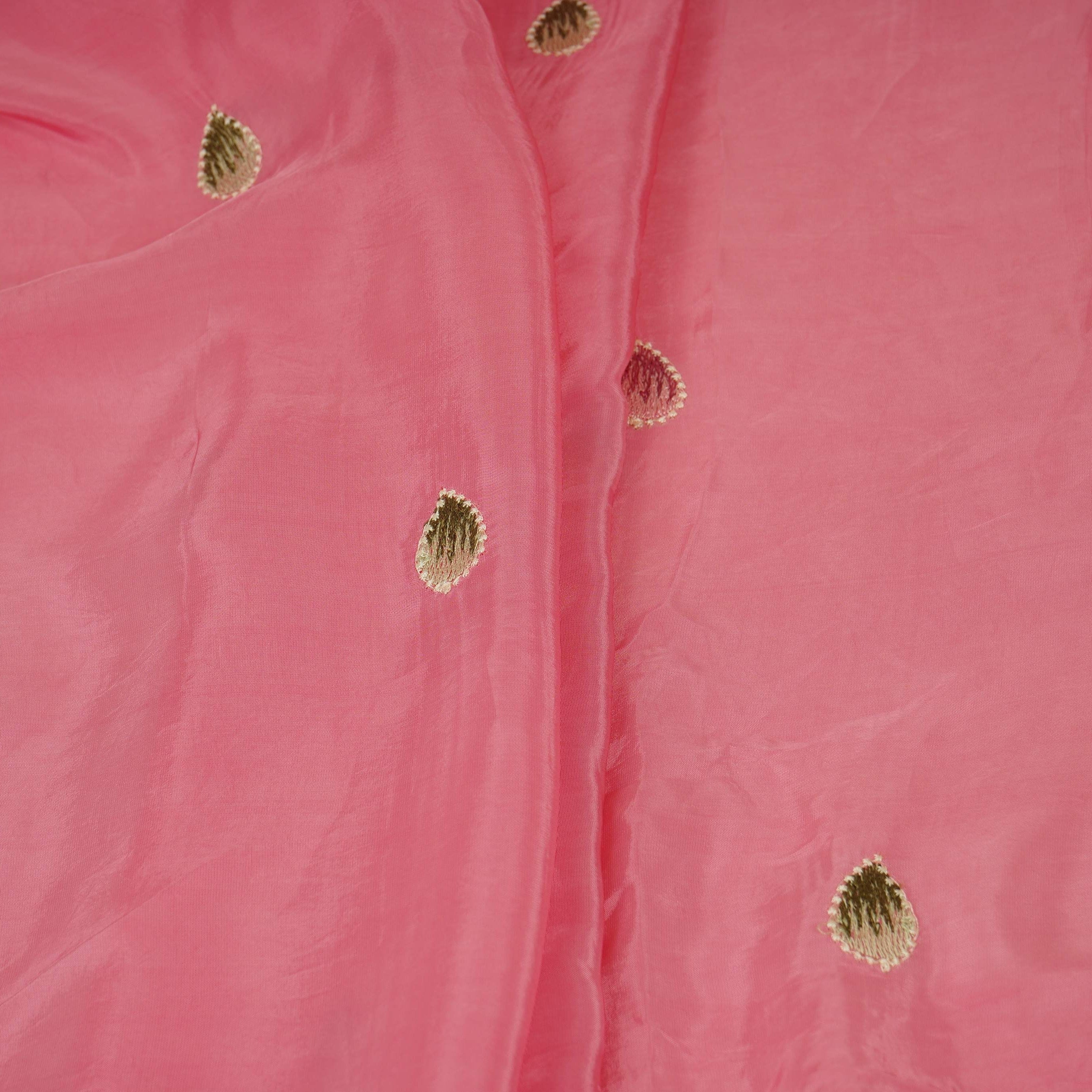 Pink Cutwork embroidery Crepe Fabric VFS-31651 - TradeUNO