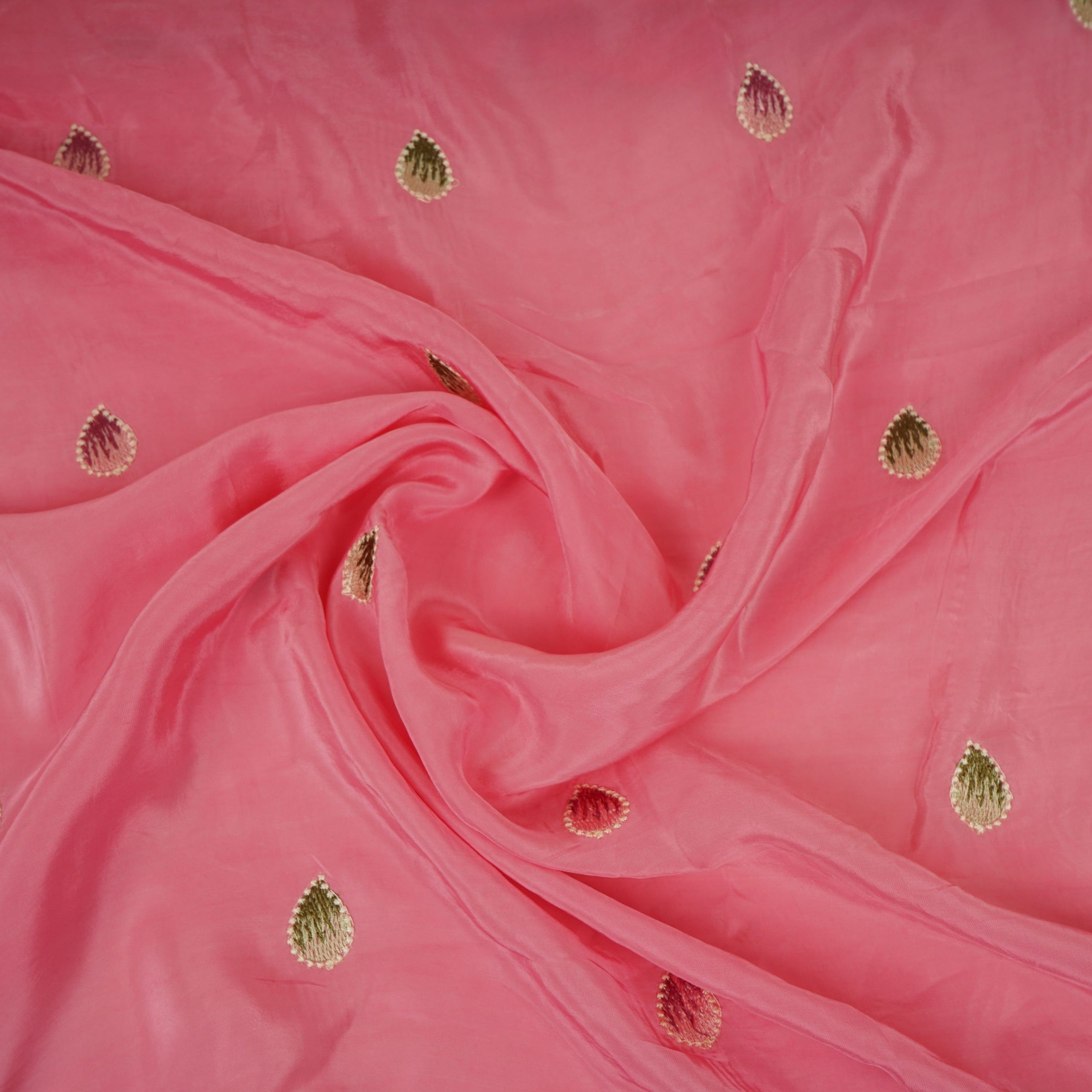 Pink Cutwork embroidery Crepe Fabric VFS-31651 - TradeUNO