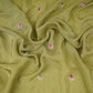 Olive Green Cutwork embroidery Crepe Fabric VFS-31650