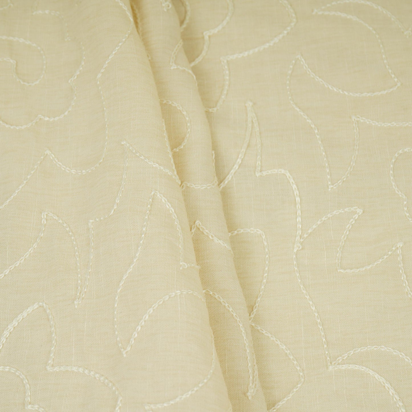Ivory with Multicolor thread embroidery Rich Cotton Fabric SFG-31710