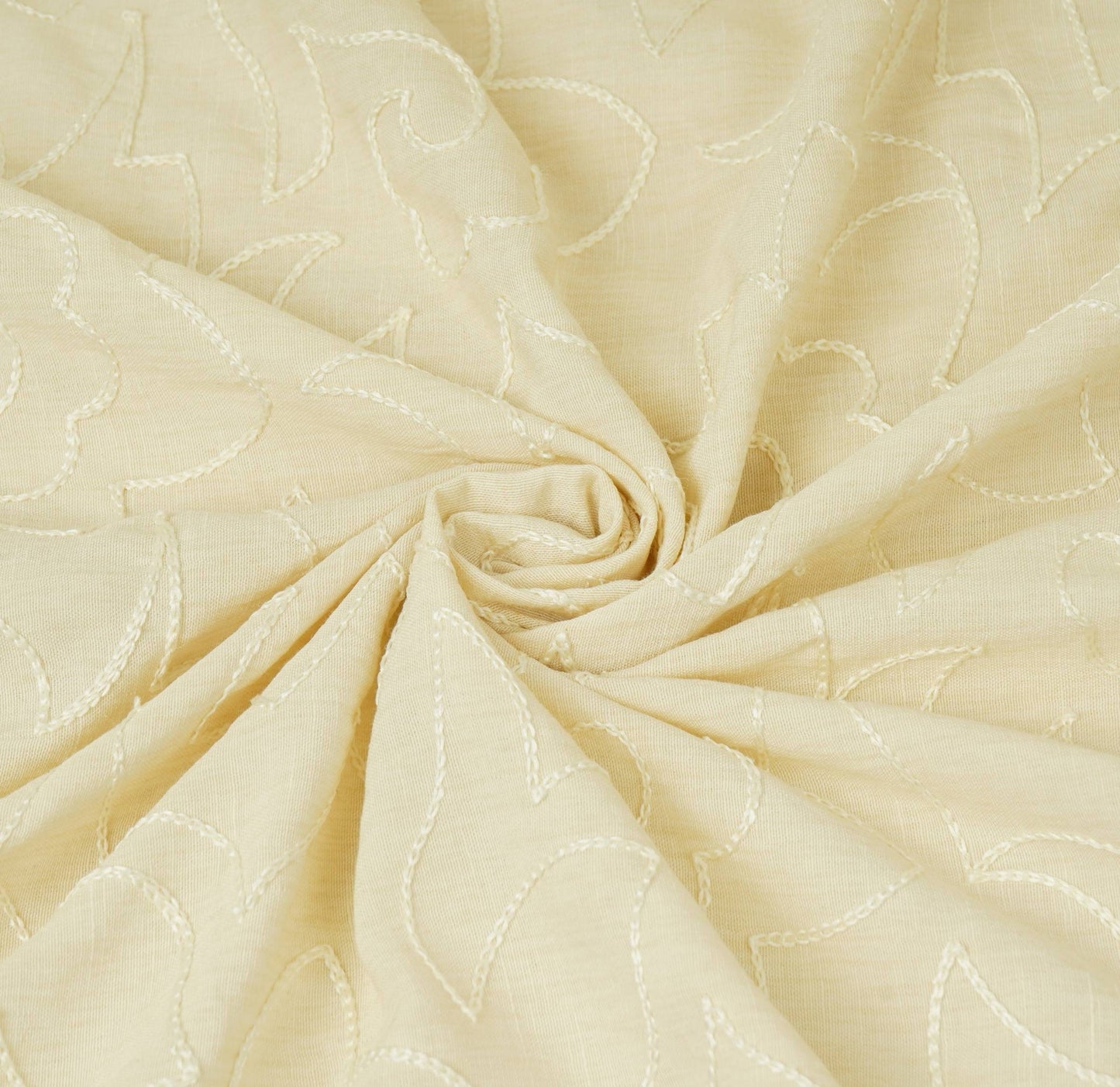 Ivory with Multicolor thread embroidery Rich Cotton Fabric SFG-31710