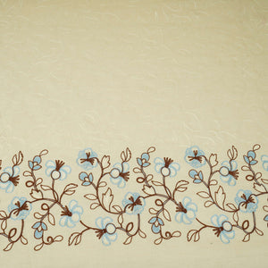 Ivory with Lavender thread embroidery Rich Cotton Fabric SFG-31711 - TradeUNO
