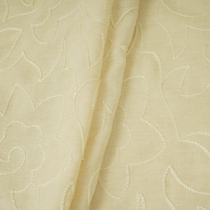 Ivory with Lavender thread embroidery Rich Cotton Fabric SFG-31711 - TradeUNO