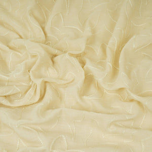Ivory with Lavender thread embroidery Rich Cotton Fabric SFG-31711 - TradeUNO