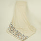 Ivory with Lavender thread embroidery Rich Cotton Fabric SFG-31711