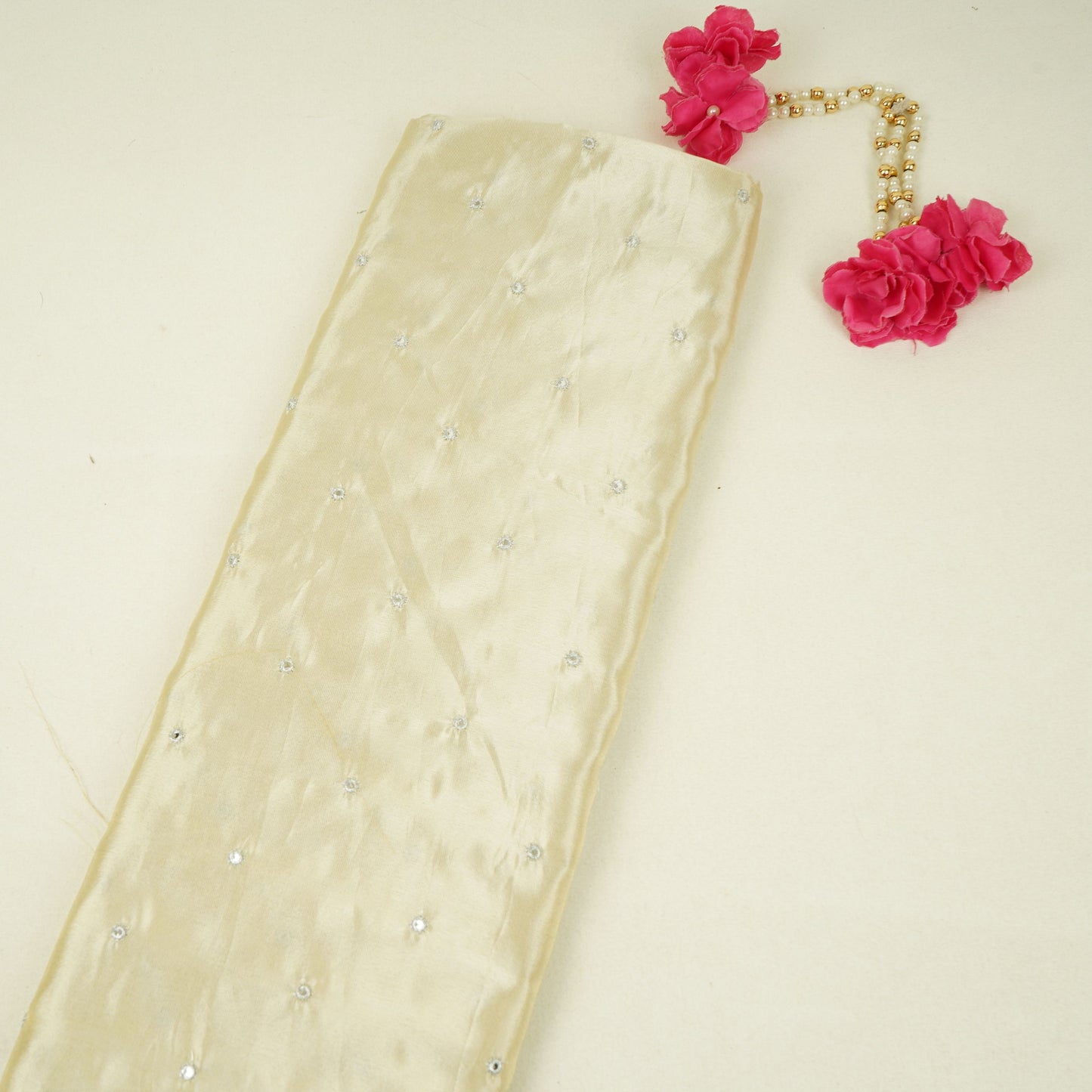 Golden Buti Mirror embroidery Tissue Fabric VFS-31692
