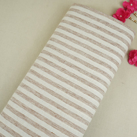Brown & White Stripes Linen Fabric RS-30232