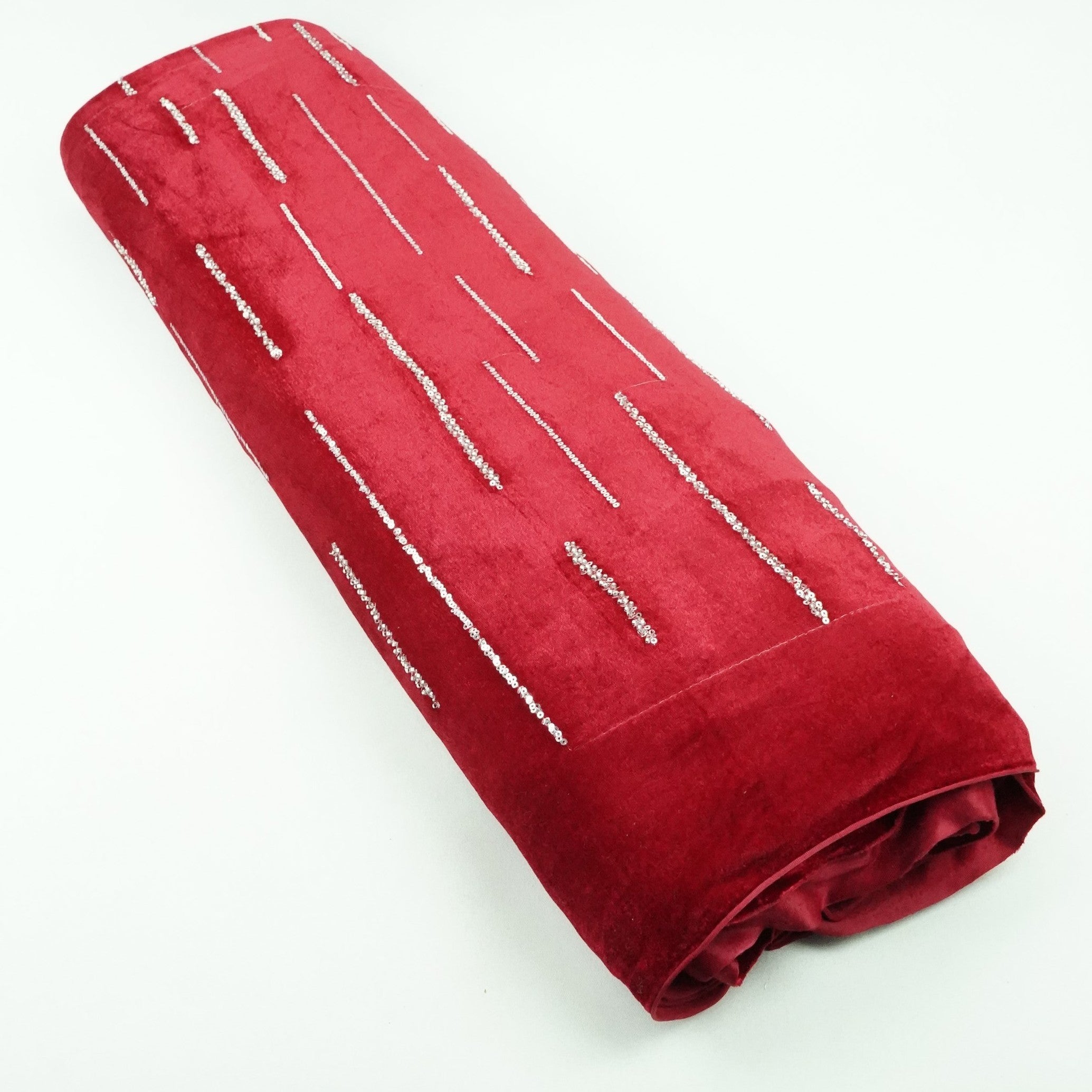 Maroon Sequins Cutdana Embroidery Velvet Fabric AF-19991