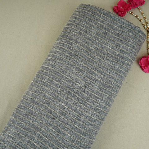 Grey & White Stripes Linen Jute Fabric RS-30247