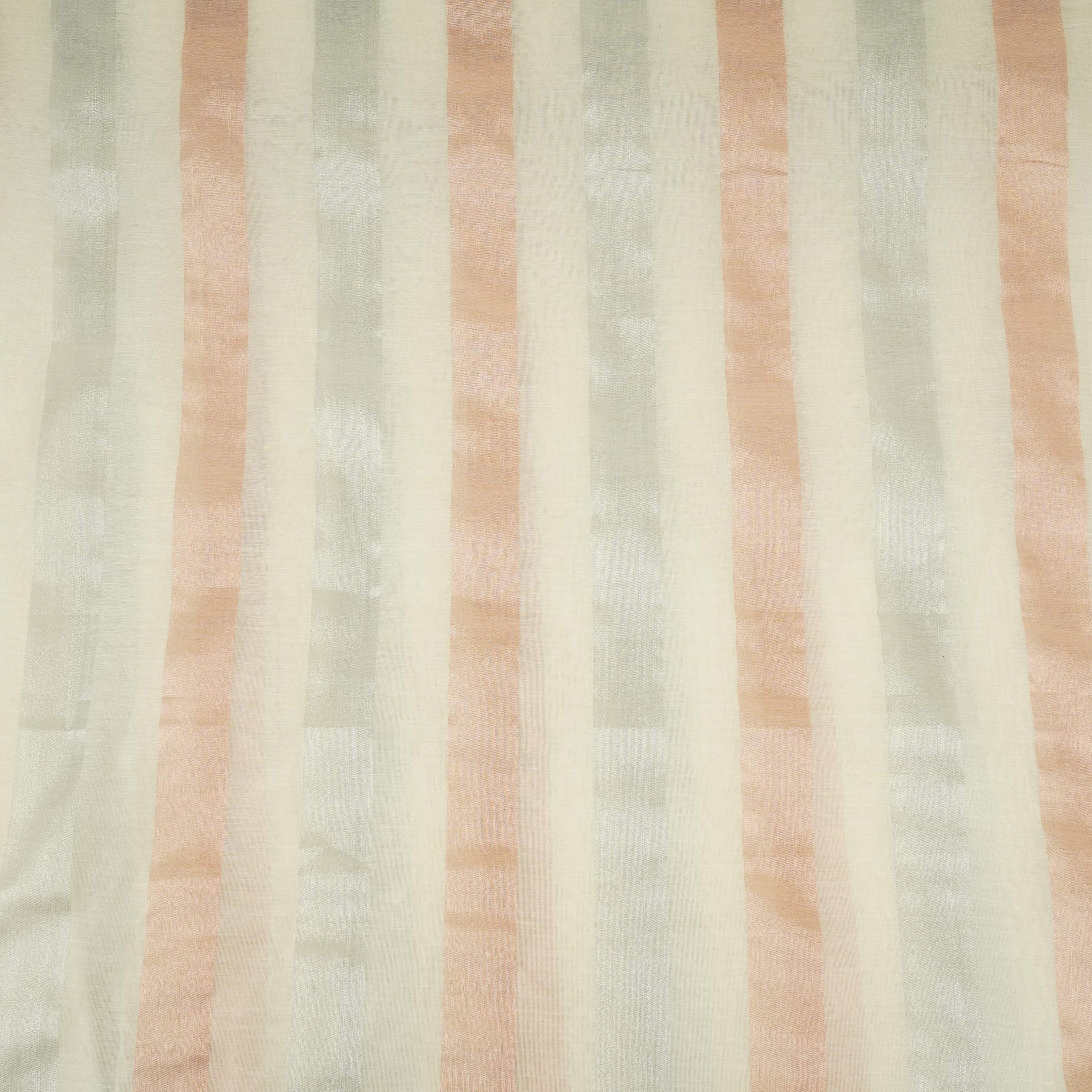 Off White with Multicolor stripes Chanderi Fabric CTF-31382 - TradeUNO