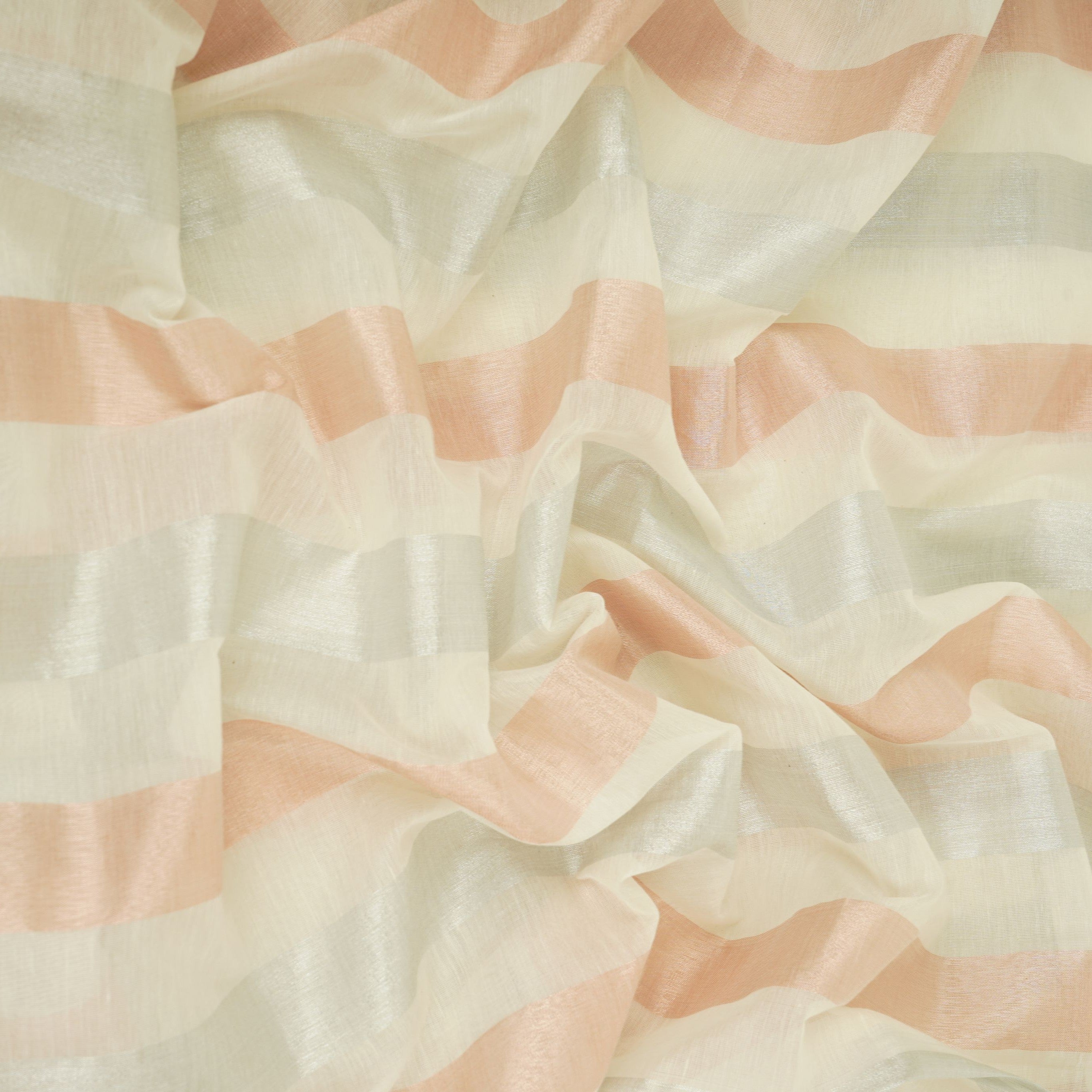 Off White with Multicolor stripes Chanderi Fabric CTF-31382 - TradeUNO